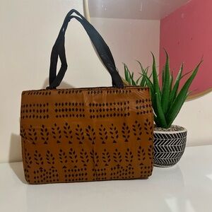 Large Geometric African Brown Tote Bag